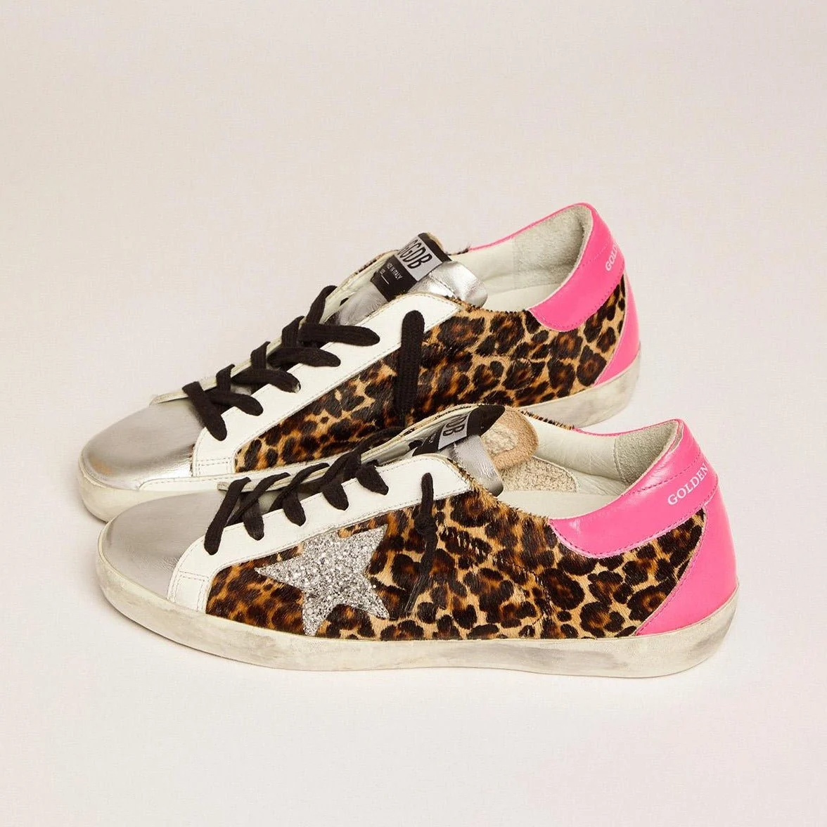 Golden Goose Low-Top Sneakers For Women Pink Superstar Tiger And Silver Leather - Image 3