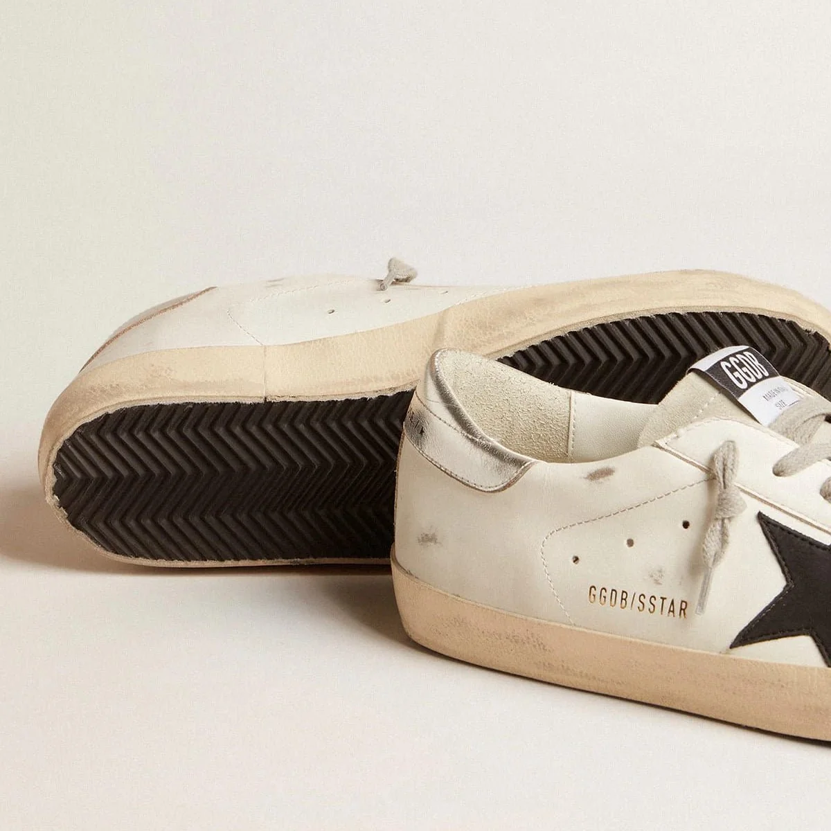 Golden Goose Men's Super-Star In White Leather With Black Star - Image 3