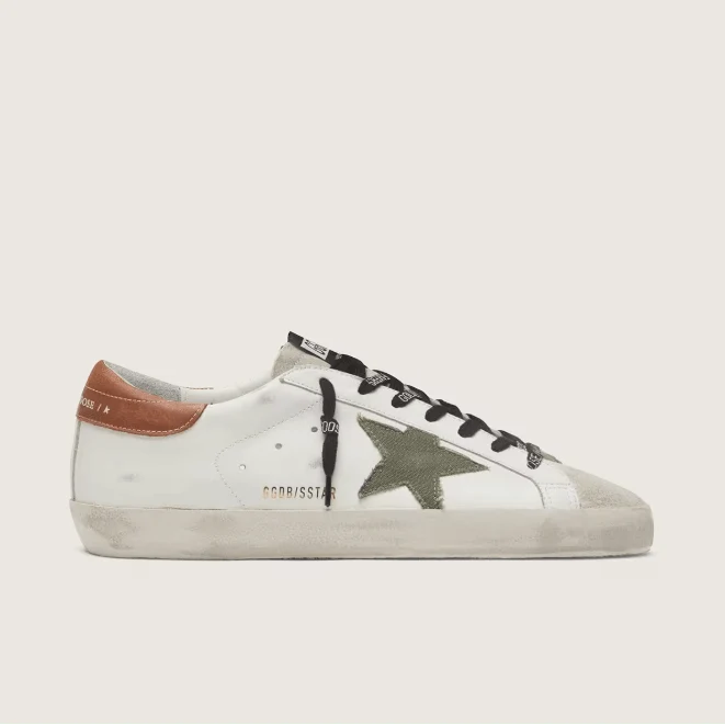 Golden Goose Men's Super-Star With Star In Olive Green Canvas - Image 2