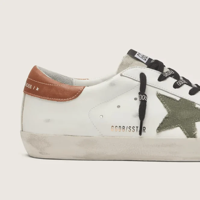 Golden Goose Men's Super-Star With Star In Olive Green Canvas - Image 3