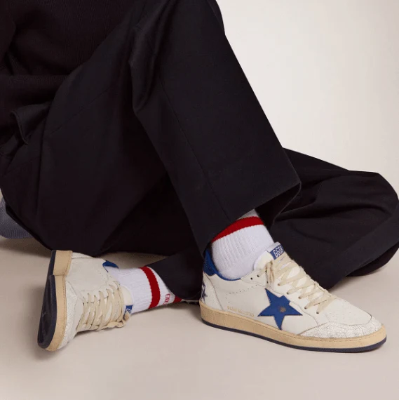 Golden Goose Star In White With Blue Star And Heel Tab - Image 3