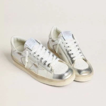 Golden Goose Stardan in Silver Foiled Leather With White Heel Tab - Image 3