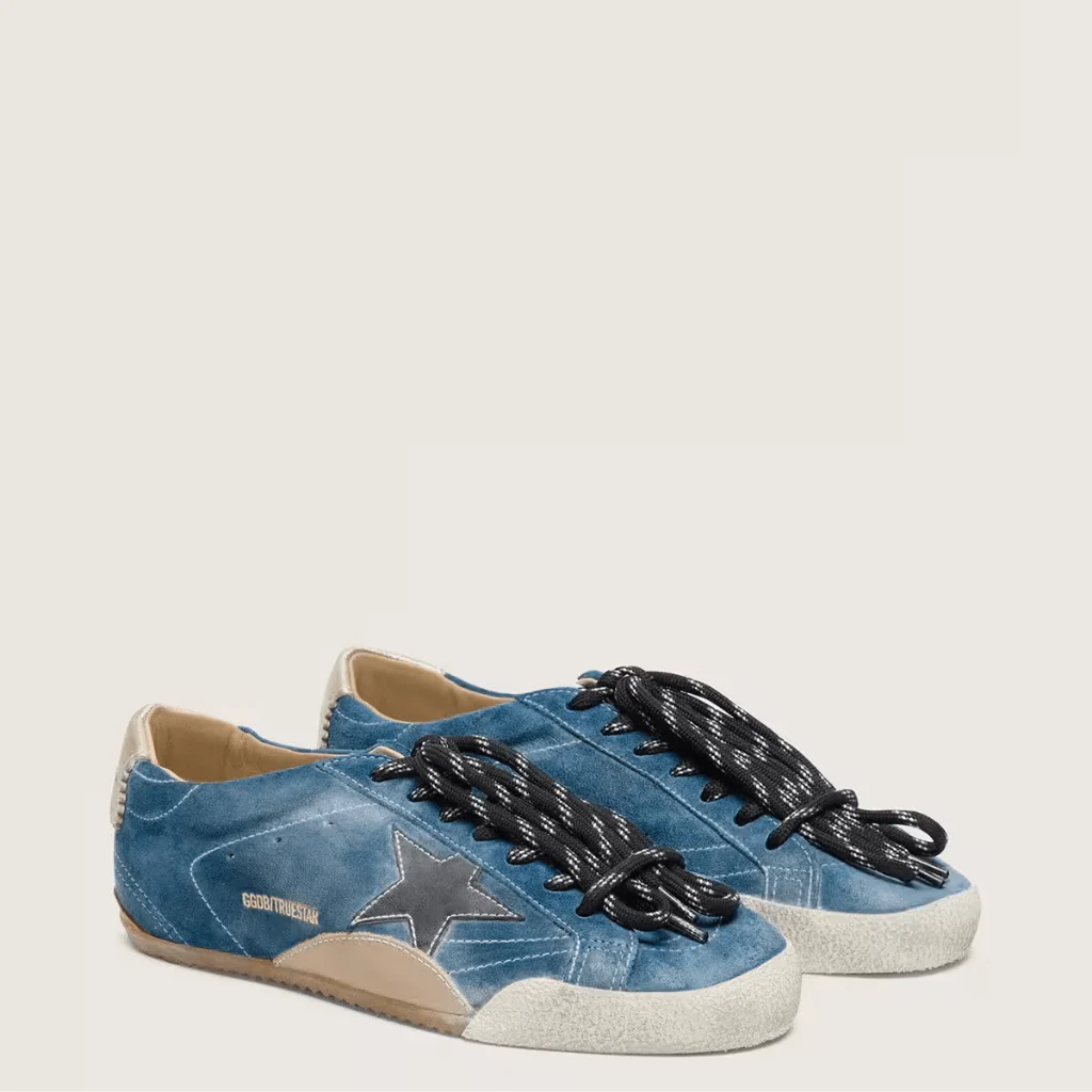 Golden Goose True-Star in Teal Suede With Black Star and Cream Heel Tab - Image 2