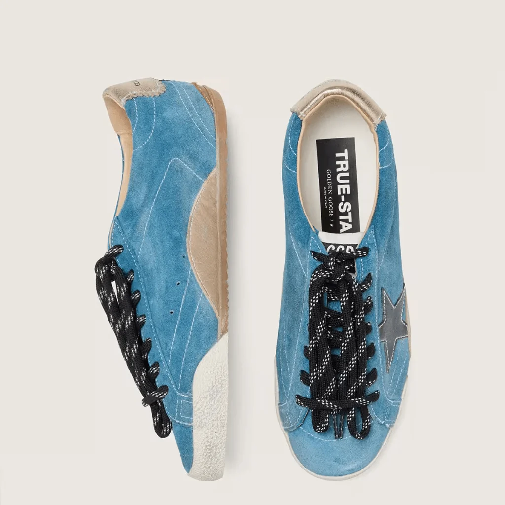 Golden Goose True-Star in Teal Suede With Black Star and Cream Heel Tab - Image 3