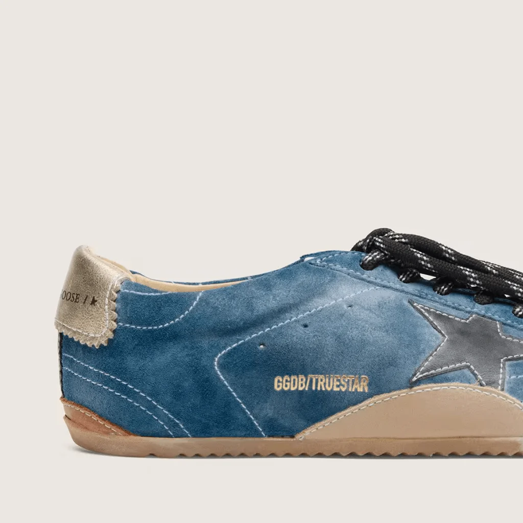 Golden Goose True-Star in Teal Suede With Black Star and Cream Heel Tab - Image 4