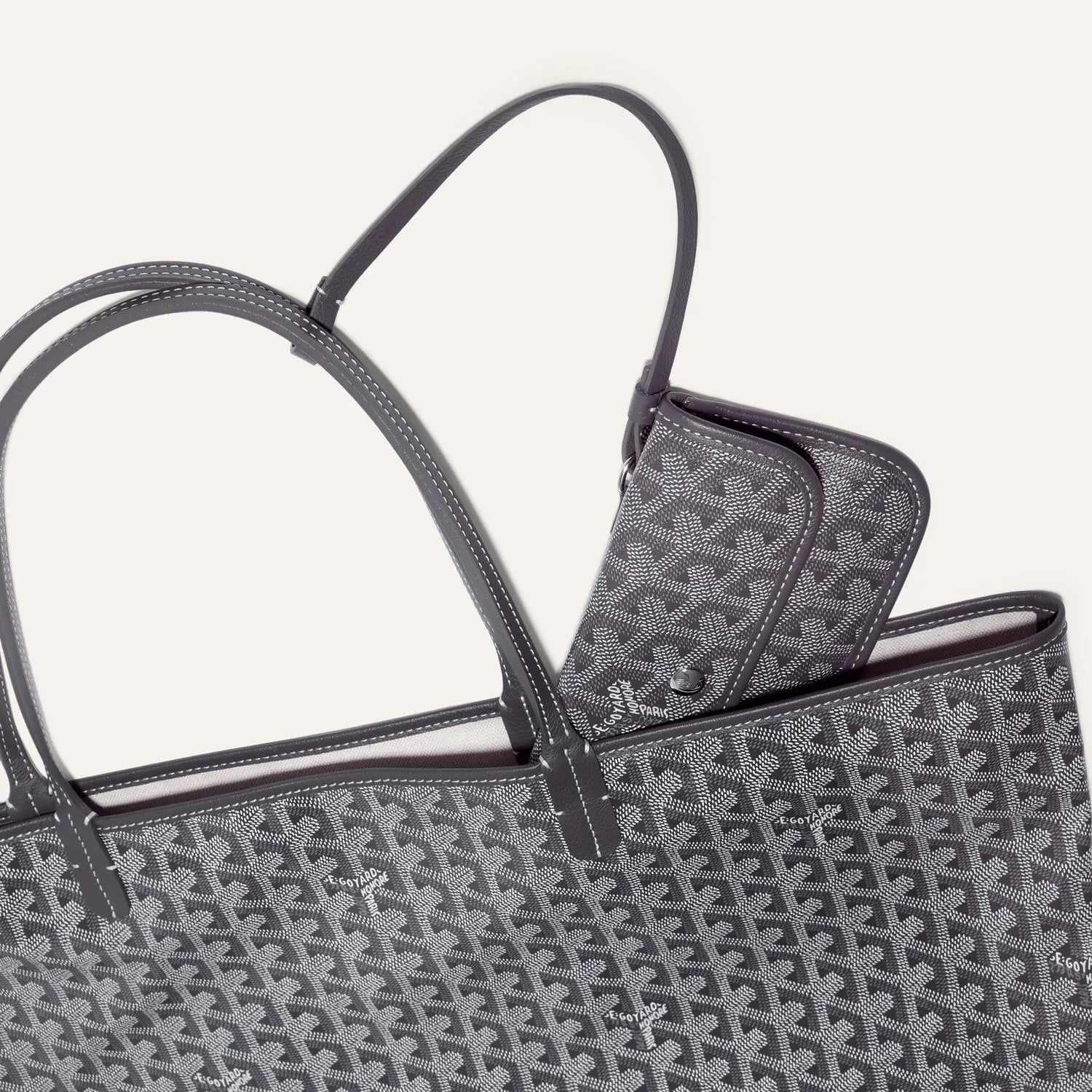 Goyard Saint Louis MM Bag Tote With Pochette Grey - Image 6