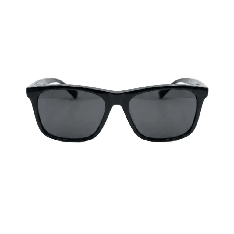 Gucci Black Acetate Sunglasses With Minimalist Gold Metal Temple Design
