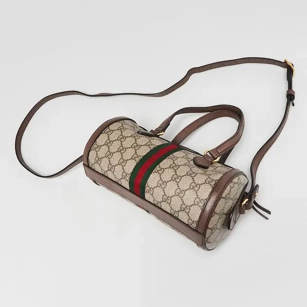 Gucci Coated Canvas And Leather Small Ophidia Boston Bag - Image 2