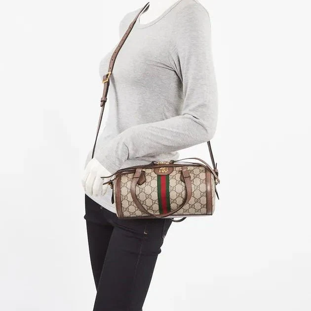 Gucci Coated Canvas And Leather Small Ophidia Boston Bag - Image 3