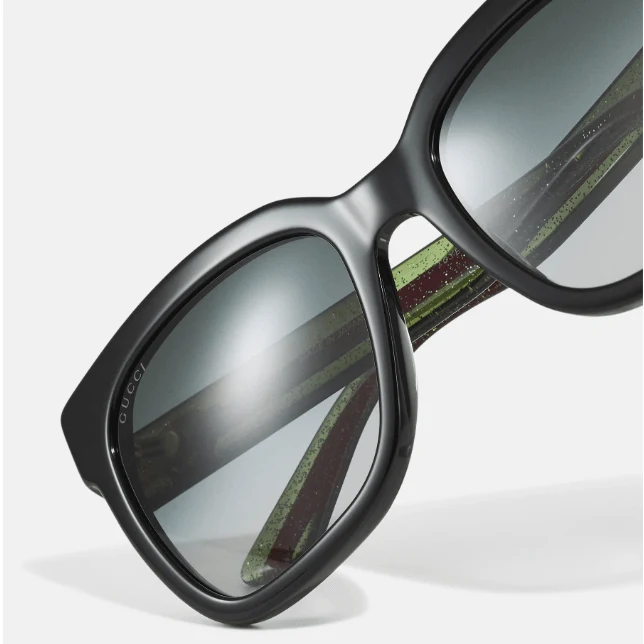 Gucci GG Logo Oversized Sunglasses With Red/Green Web - Image 3