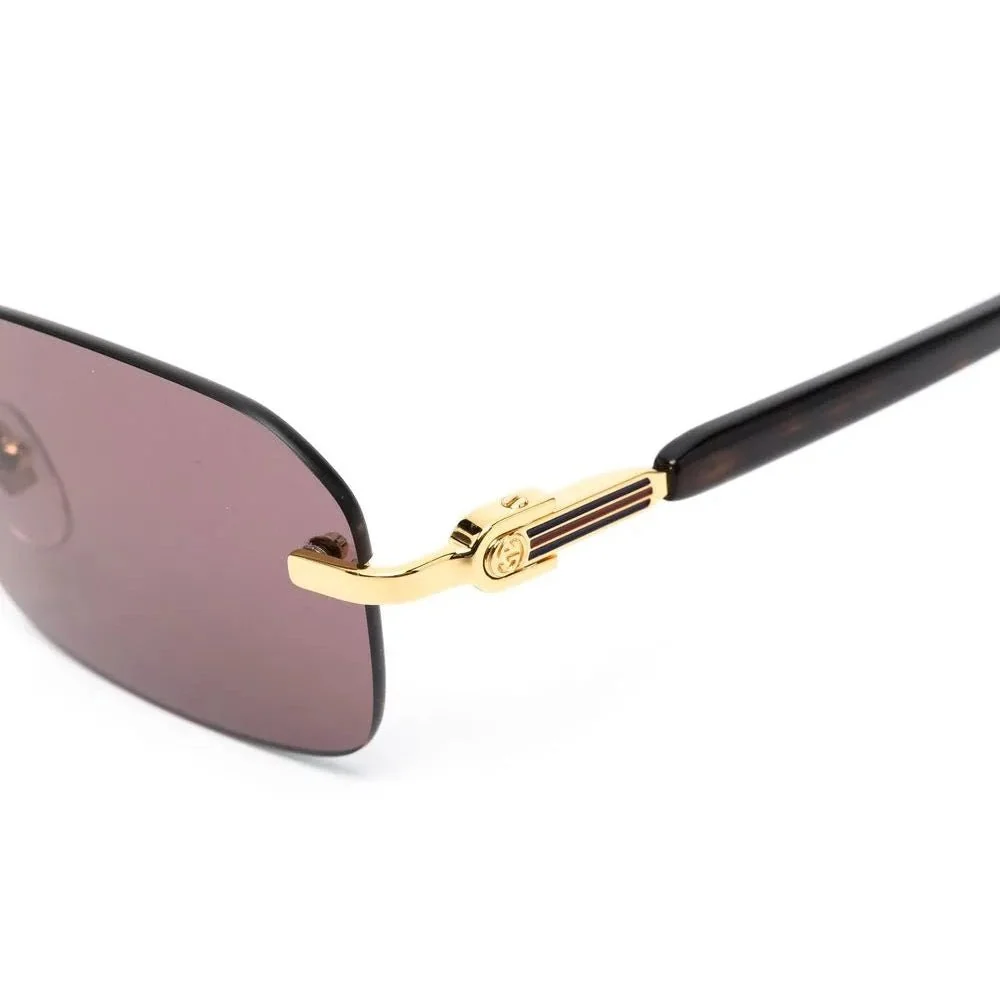 Gucci Rimless Rectangular Sunglasses with Pink Tinted Lenses - Image 2