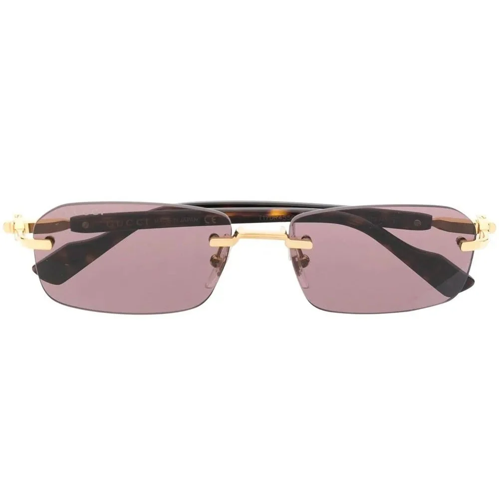 Gucci Rimless Rectangular Sunglasses with Pink Tinted Lenses - Image 3