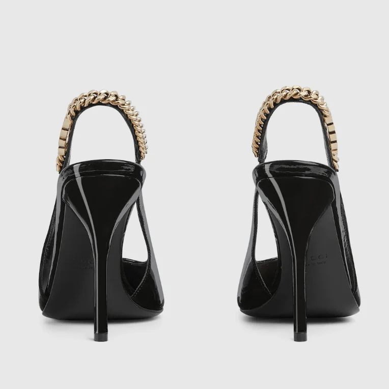 Gucci Signoria Slingback Pump In Black Leathe - Image 3