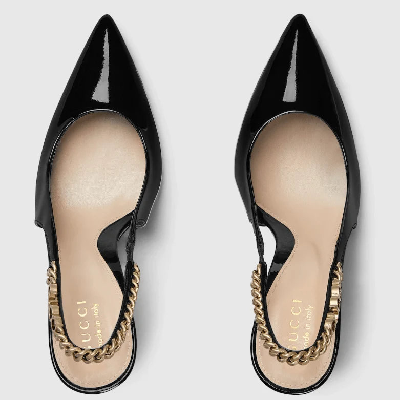 Gucci Signoria Slingback Pump In Black Leathe - Image 4