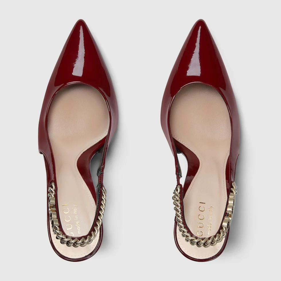 Gucci Signoria Slingback Pump In Red Leathe - Image 5