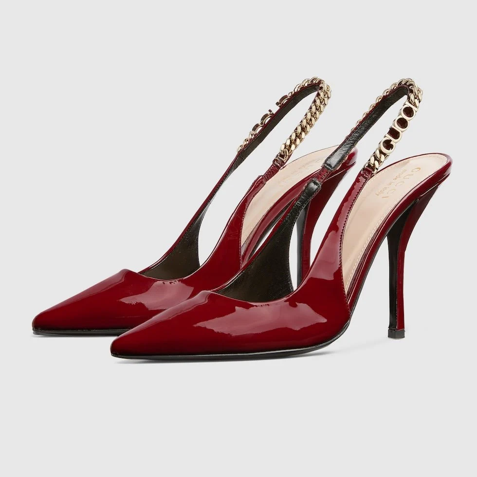 Gucci Signoria Slingback Pump In Red Leathe - Image 6