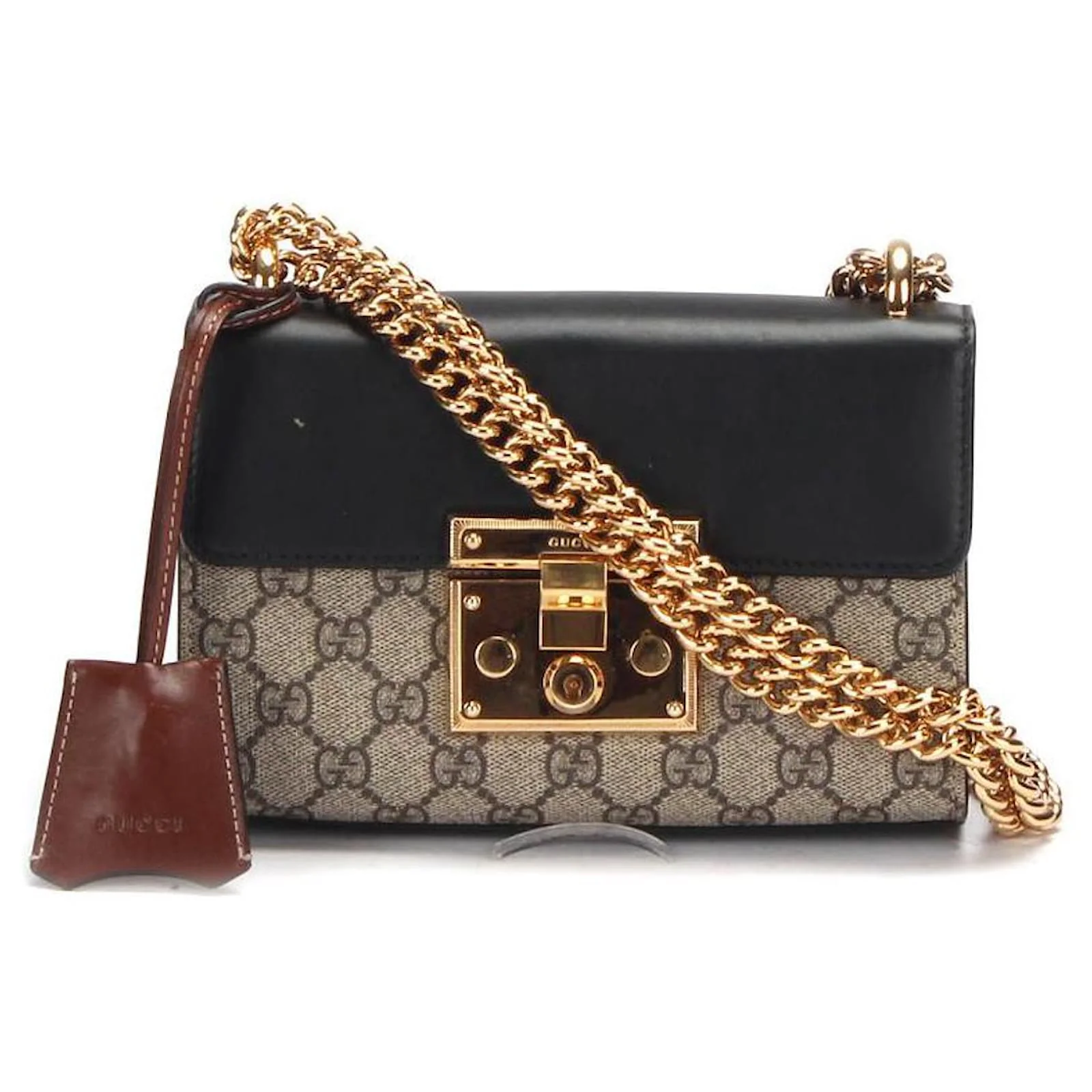 Gucci Padlock Shoulder Bag Gg Coated Canvas and Leather Small