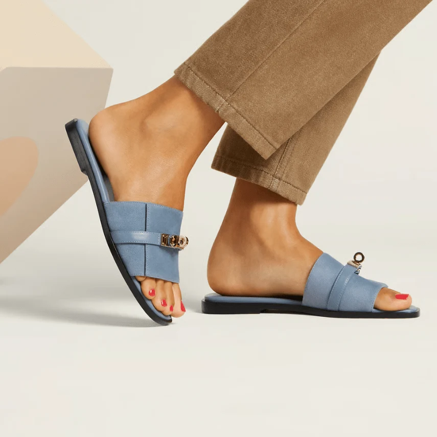 Hermès Bleu Grignon Giulia Sandal - Image 2