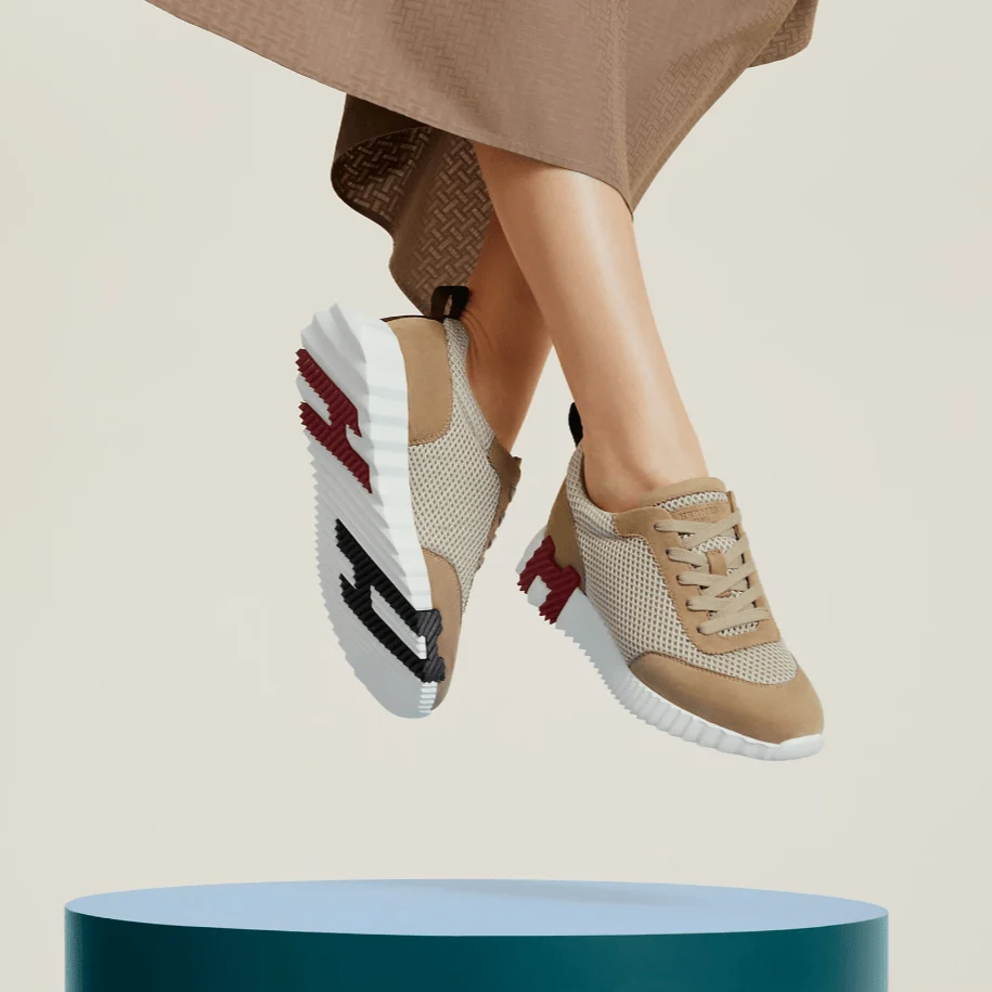 Hermès Bouncing Beige Sneakers - Image 6