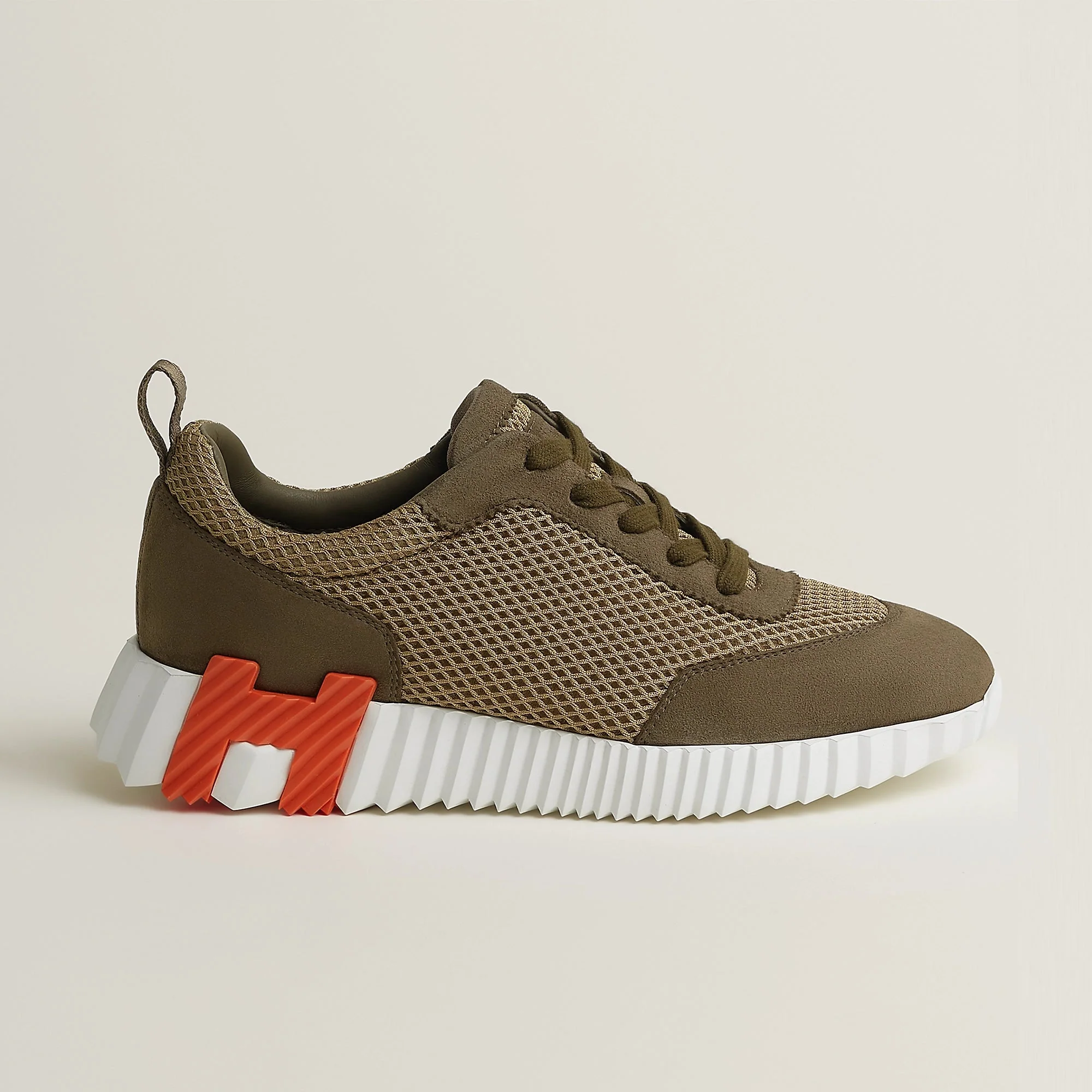 Hermès Bouncing Sneaker – All-Brown With Orange “H"