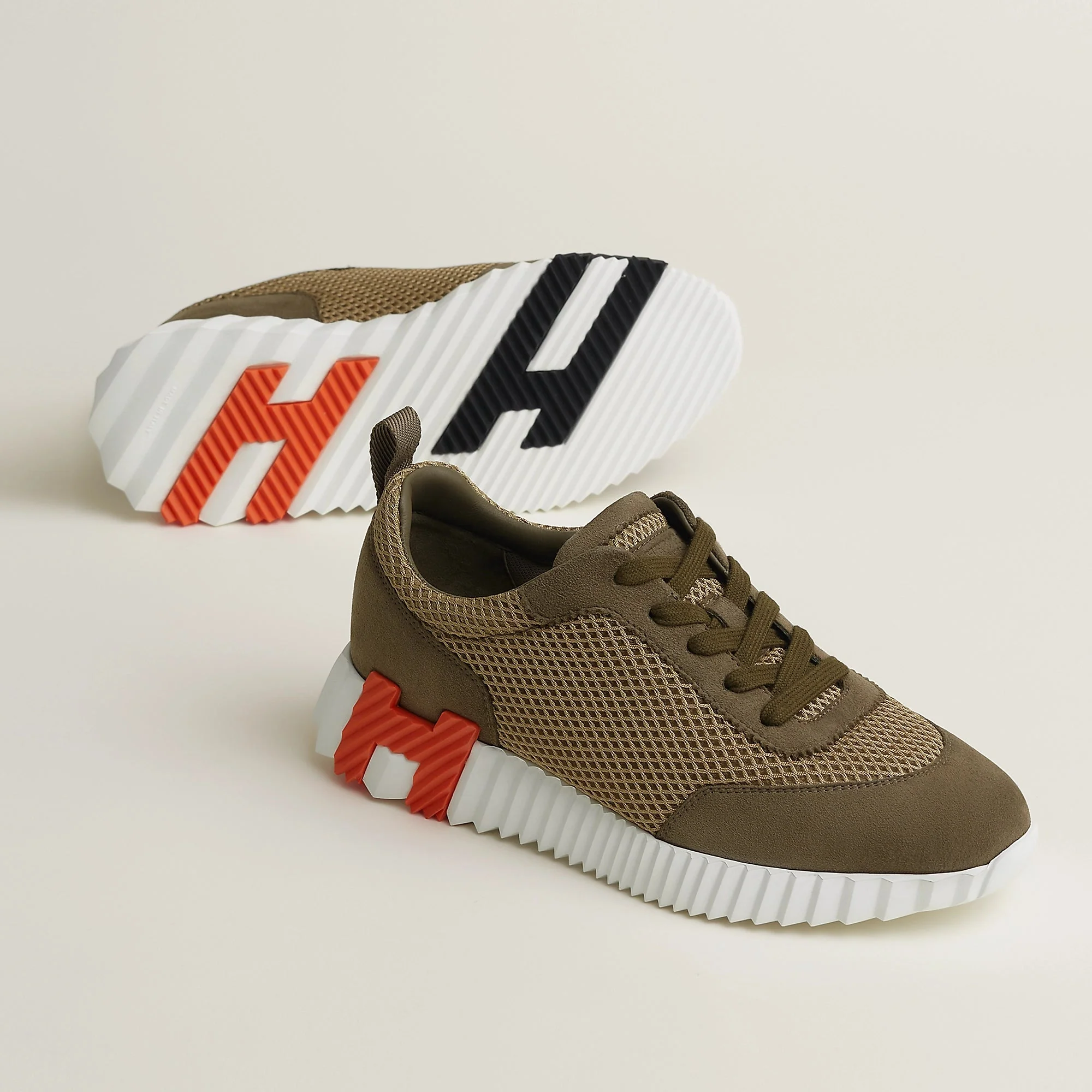 Hermès Bouncing Sneaker – All-Brown With Orange “H" - Image 2