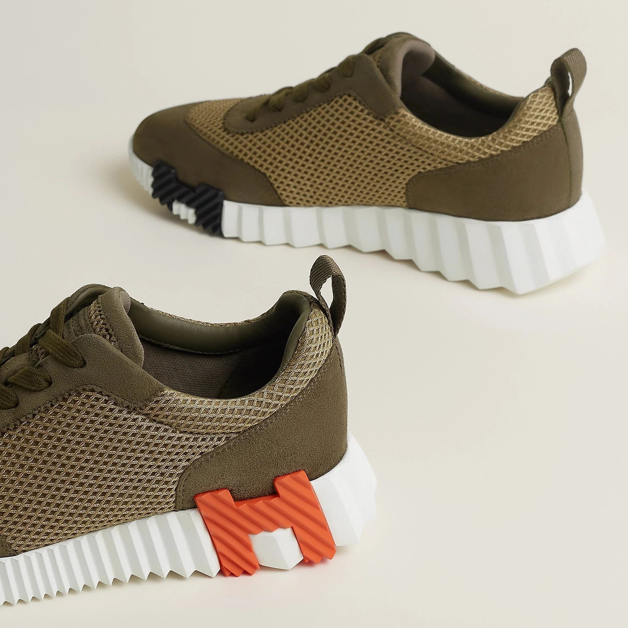 Hermès Bouncing Sneaker – All-Brown With Orange “H" - Image 3