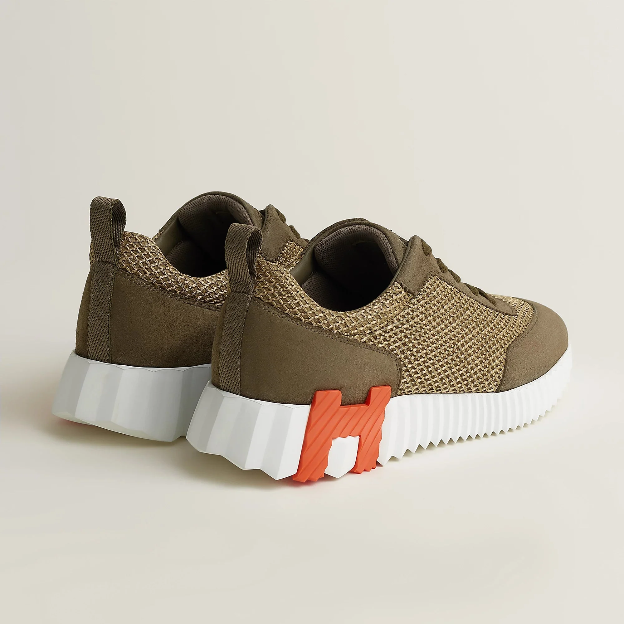 Hermès Bouncing Sneaker – All-Brown With Orange “H" - Image 4