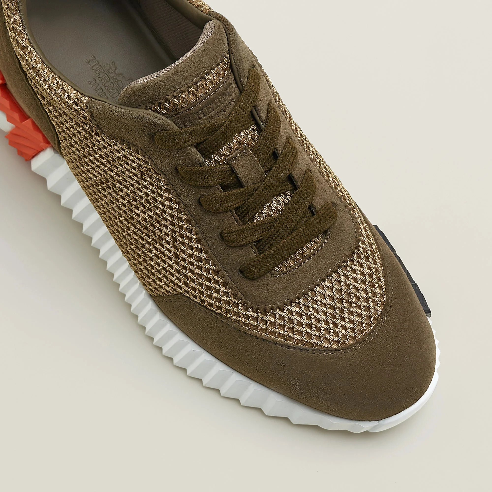 Hermès Bouncing Sneaker – All-Brown With Orange “H" - Image 5
