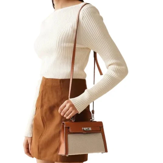 Hermès Mini Kelly Bag , Brown, Silver Metal - Image 2