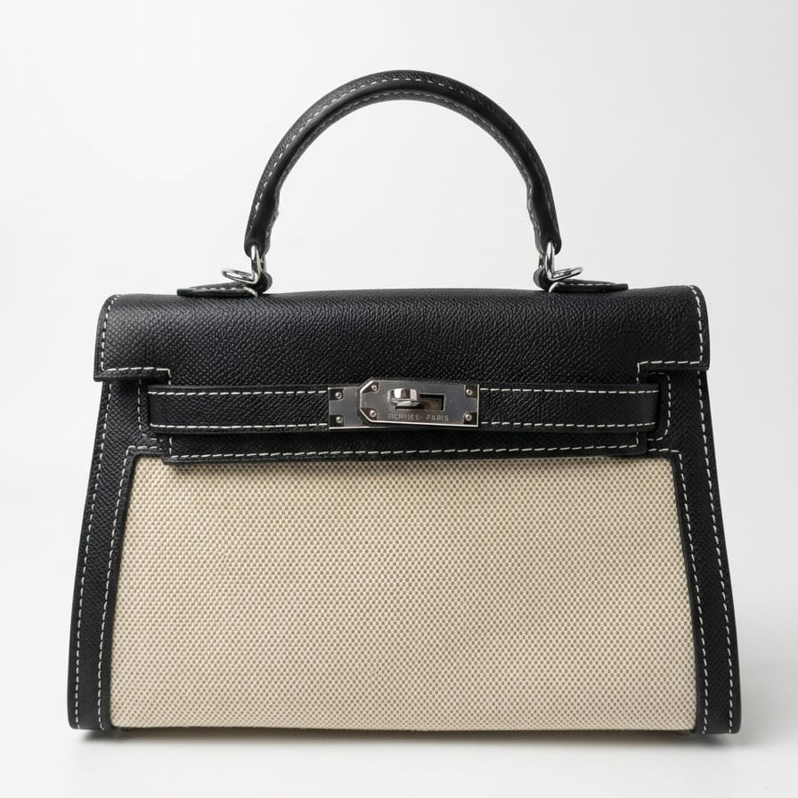 Hermès Mini Kelly 25 Sellier - Black Epsom & Toile Canvas