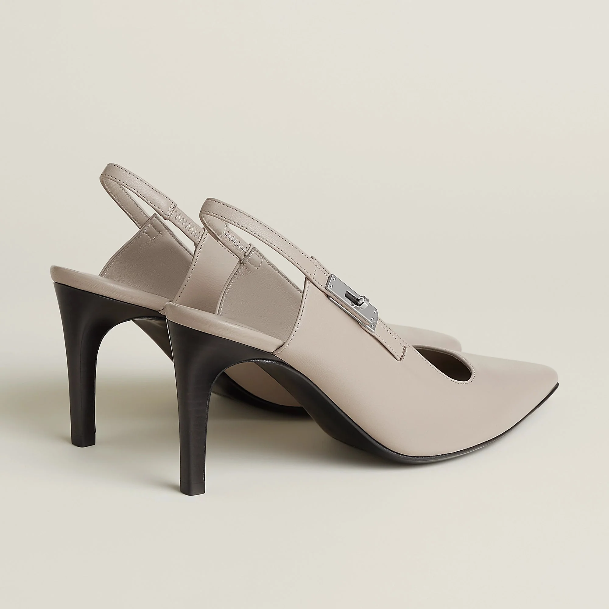 Hermès Lover 80 Pump Beige Galet Heels - Image 5