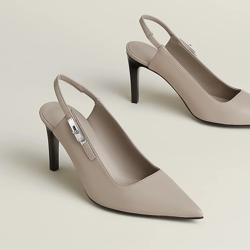 Hermès Lover 80 Pump Beige Galet Heels - Image 6