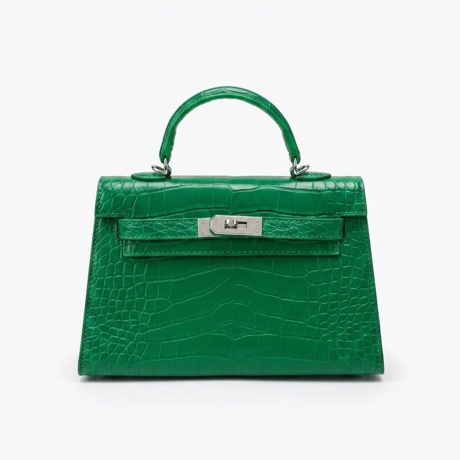 Hermès Mini Kelly Crocodile Leather Bag In Green