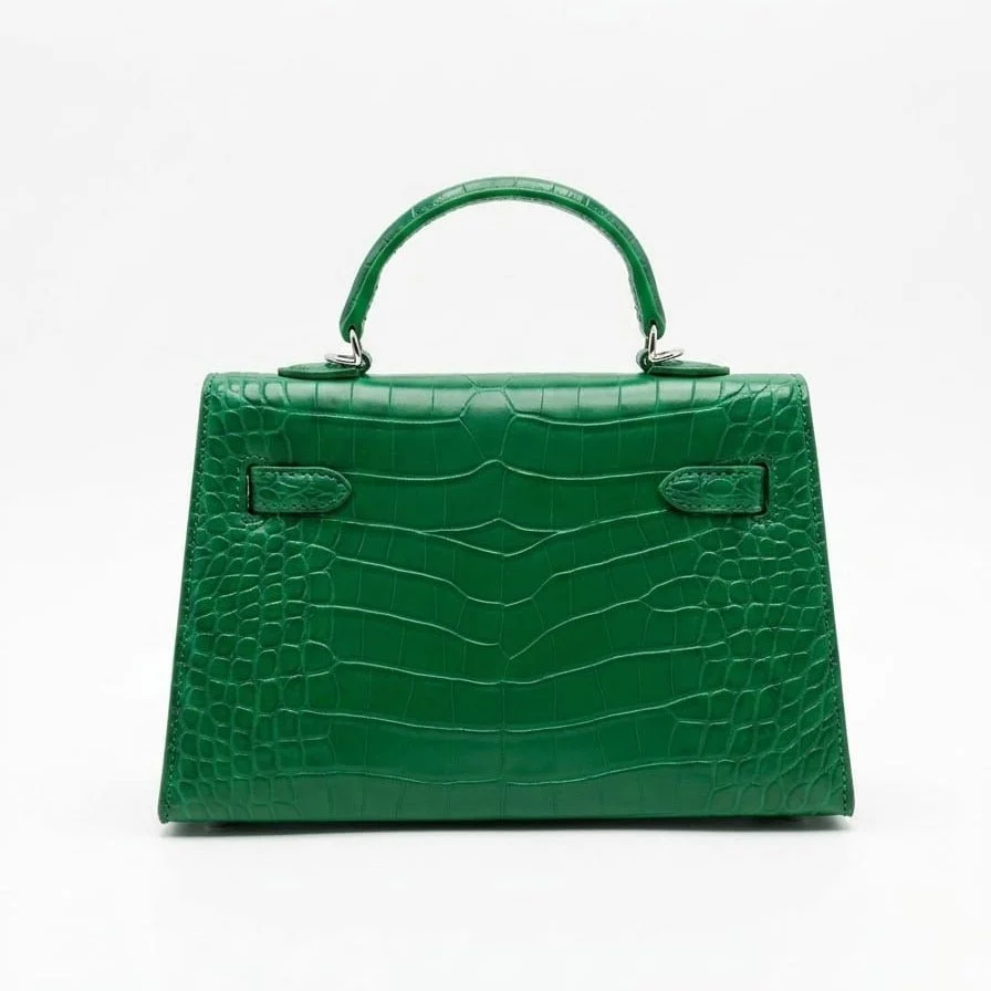 Hermès Mini Kelly Crocodile Leather Bag In Green - Image 2