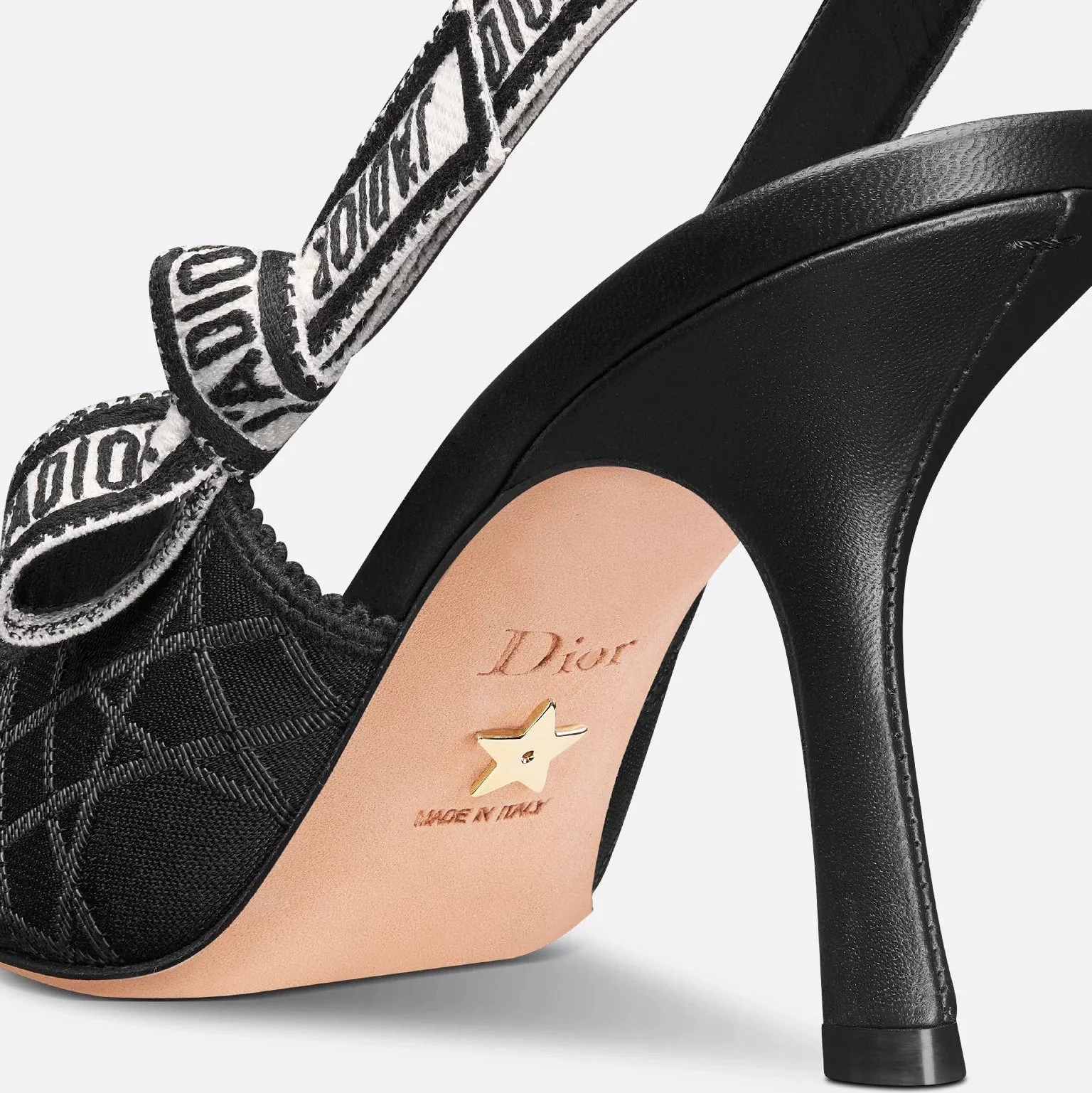Dior Slingback Pump Black Technical Fabric With Cannage Motif - Image 3