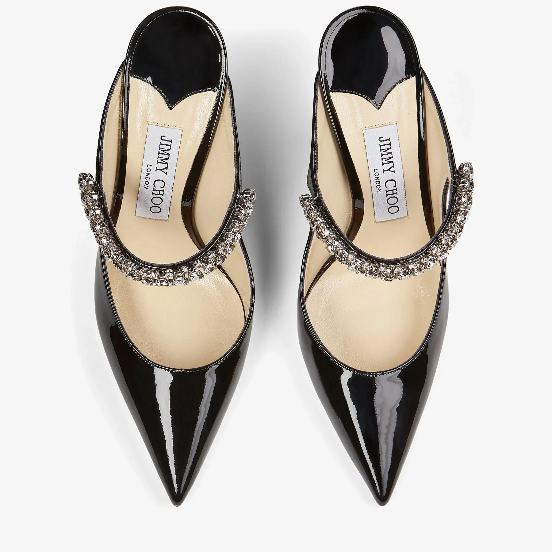 Jimmy Choo Black Patent Leather Mules With Crystal Strap - Image 3