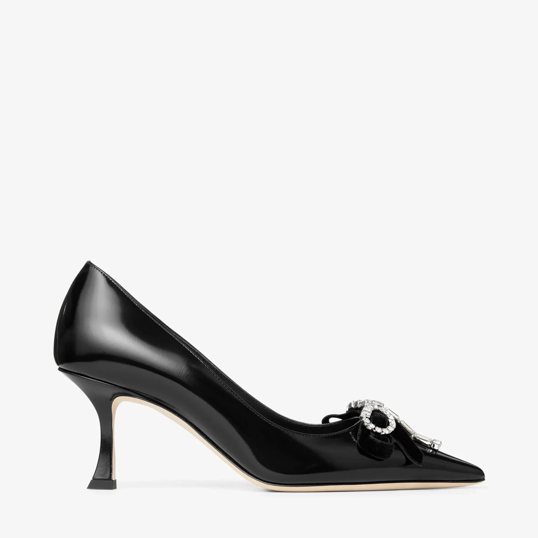 Jimmy choo Black Soft Spazzolato Pumps with Velvet and Crystal Bow - Image 2