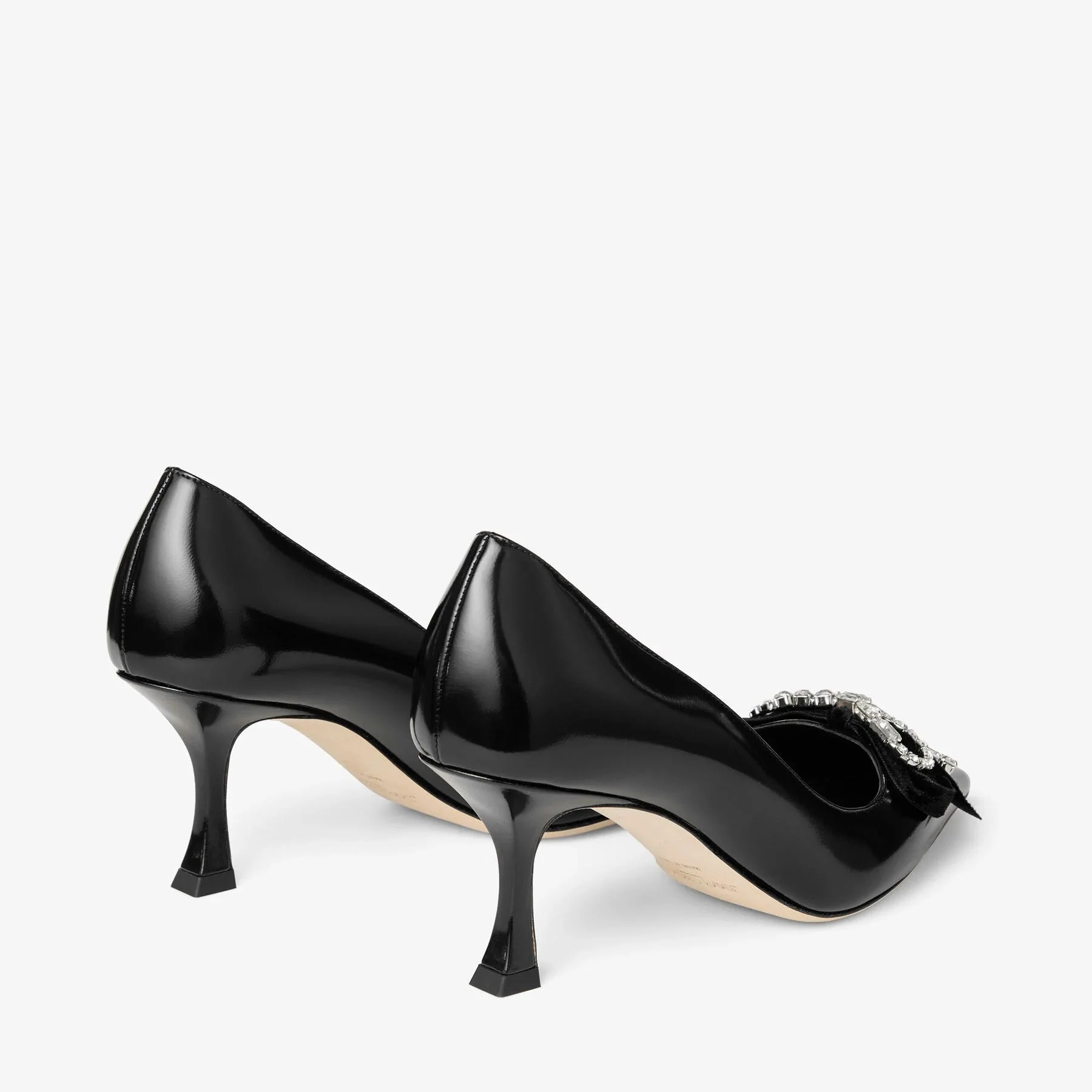 Jimmy choo Black Soft Spazzolato Pumps with Velvet and Crystal Bow - Image 5