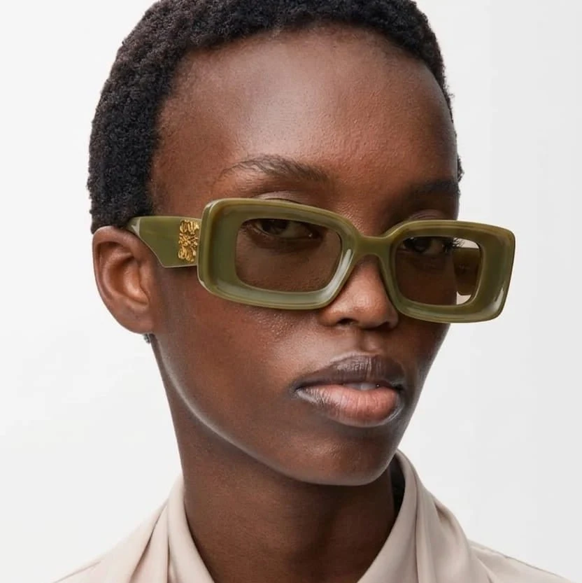 Loewe Anagram Khaki Green Rectangle Sunglasses - Image 3