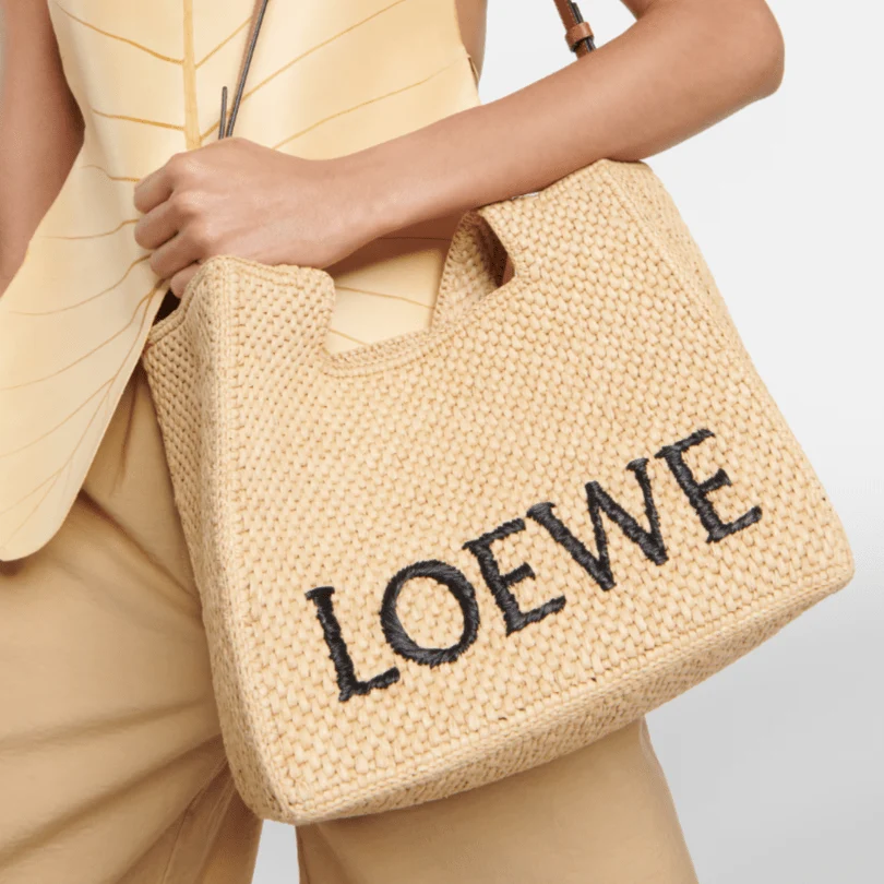 Loewe Paula's Ibiza Medium Logo Raffia Tote Bag - Image 2