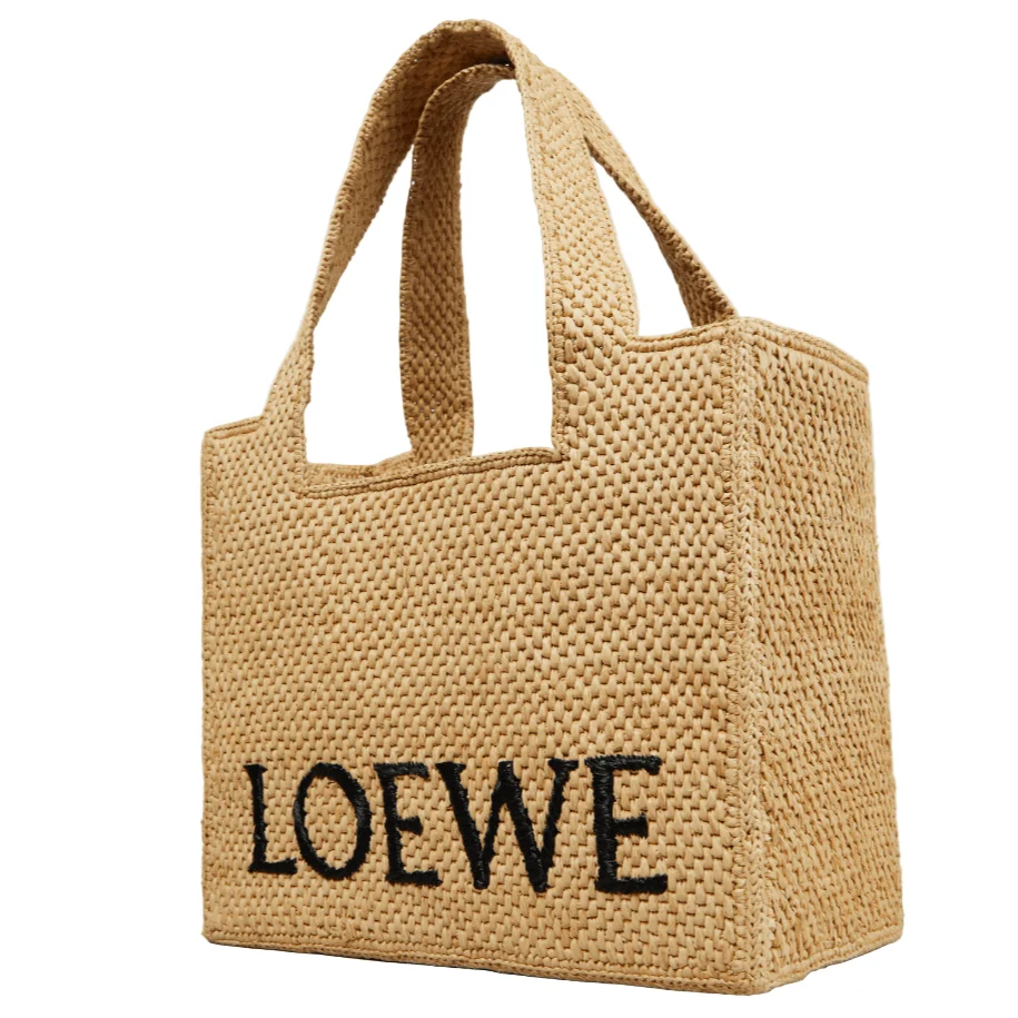 Loewe Paula's Ibiza Medium Logo Raffia Tote Bag - Image 3