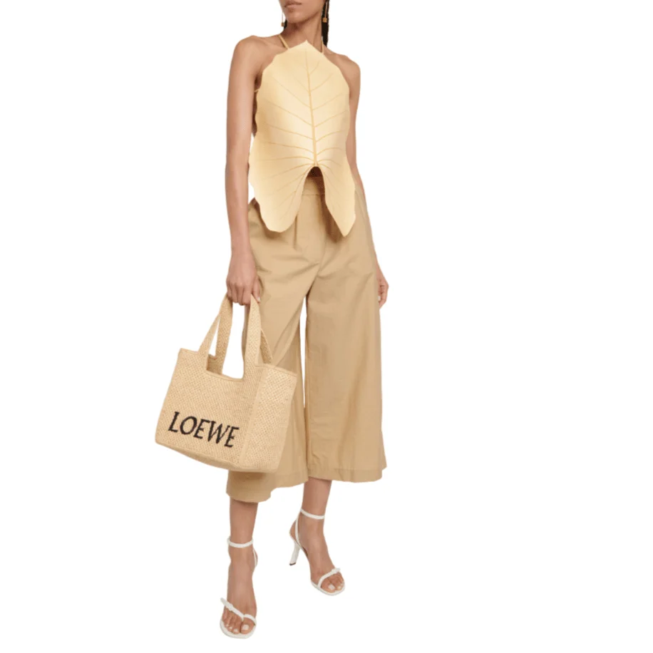 Loewe Paula's Ibiza Medium Logo Raffia Tote Bag - Image 4