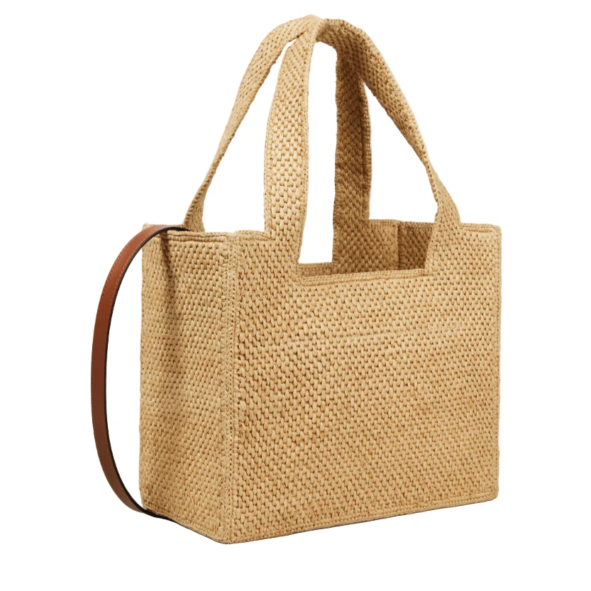 Loewe Paula's Ibiza Medium Logo Raffia Tote Bag - Image 5