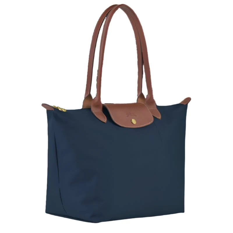 Longchamp Le Pliage Medium Shoulder Bag Blue And Brown - Image 3