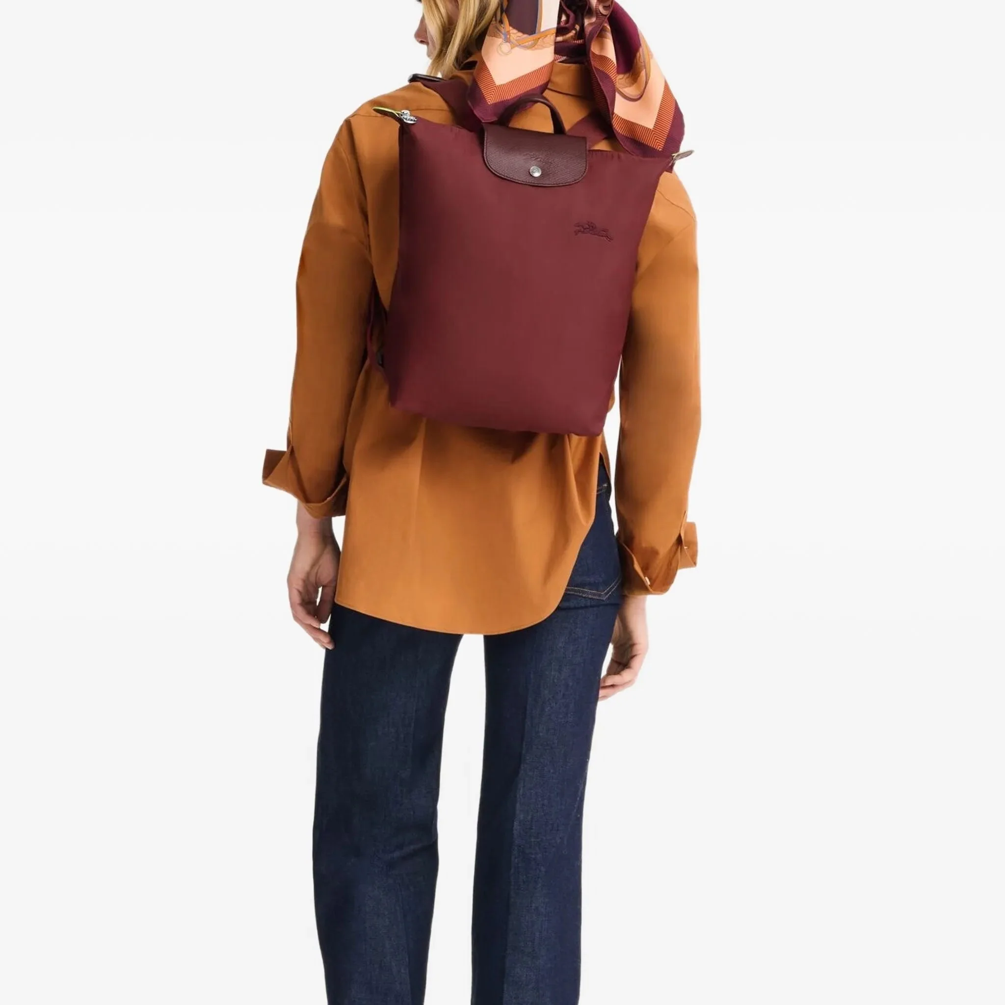Longchamp Medium Le Pliage zip-up Backpack | Red - Image 5