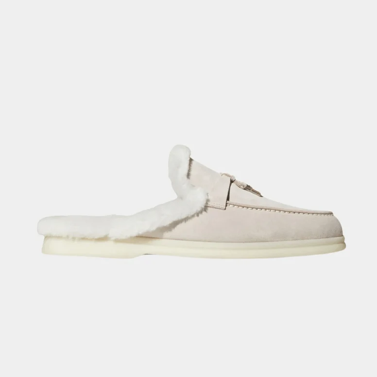 Loro Piana Charms Walk Babouche Suede Loafer With Soft Fur Lining