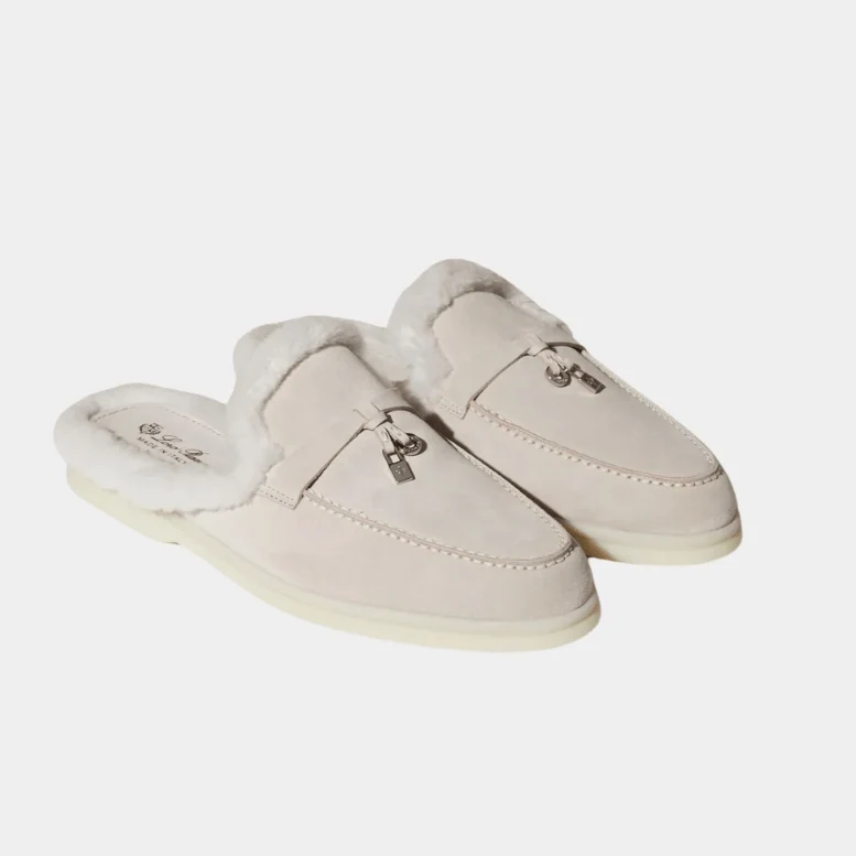 Loro Piana Charms Walk Babouche Suede Loafer With Soft Fur Lining - Image 2