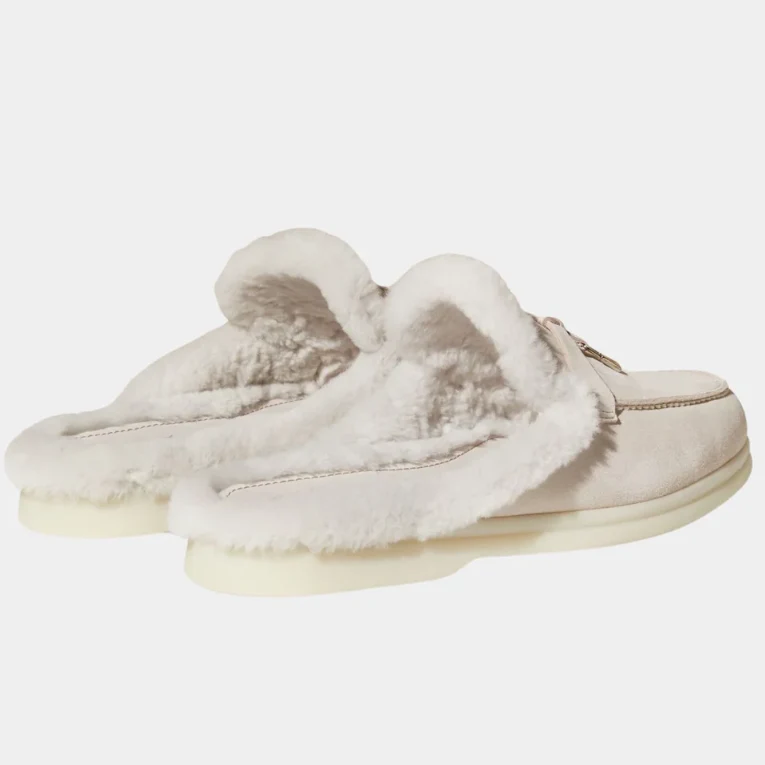 Loro Piana Charms Walk Babouche Suede Loafer With Soft Fur Lining - Image 3