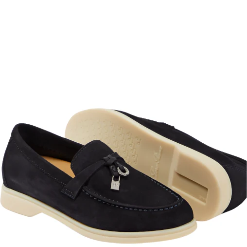 Loro Piana Summer Charms Walk Suede black Loafers - Image 2