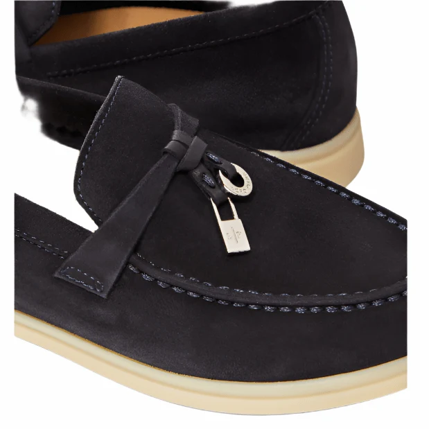Loro Piana Summer Charms Walk Suede black Loafers - Image 3
